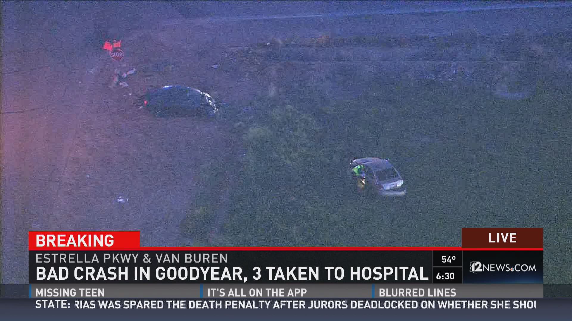 Crash in Goodyear sends 3 to hospital