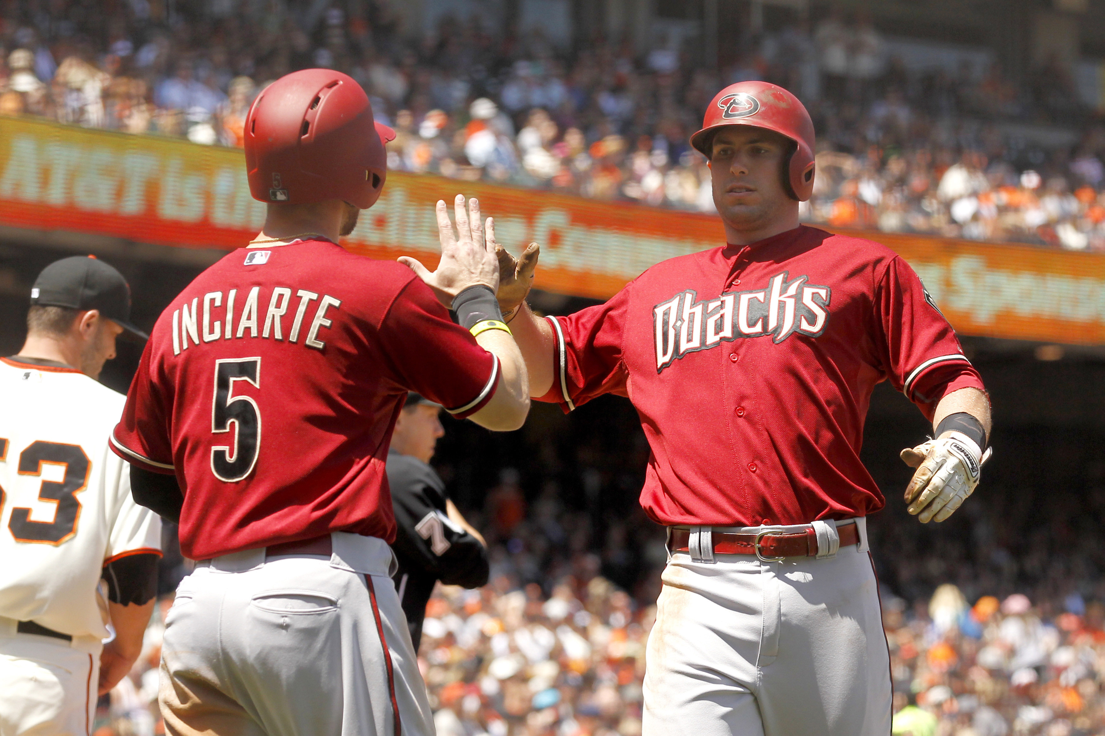 Arizona Diamondbacks' Paul Goldschmidt (44) celebrates his two-run