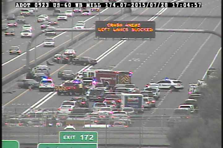 US 60 westbound lanes blocked near Priest for crash | 12news.com